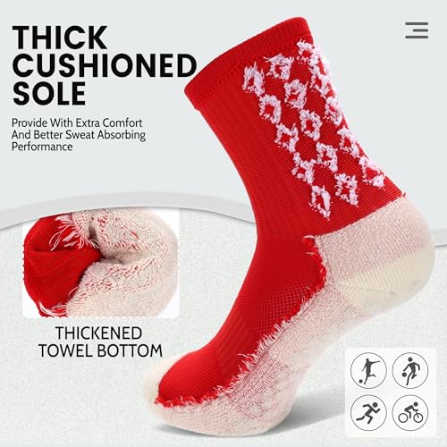 2/4 Pairs Grip Soccer Socks for Men Women Cushioned Non Slip Football Basketball Athletic Sports Socks4