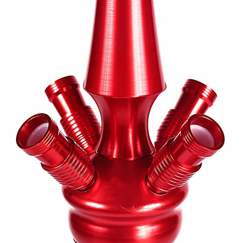 JIXIN Shisha-Set Mit Vier Schläuchen - Original Aluminium-Shisha-Kit Vase Aus Dickem Glas,Rot – Bild 5