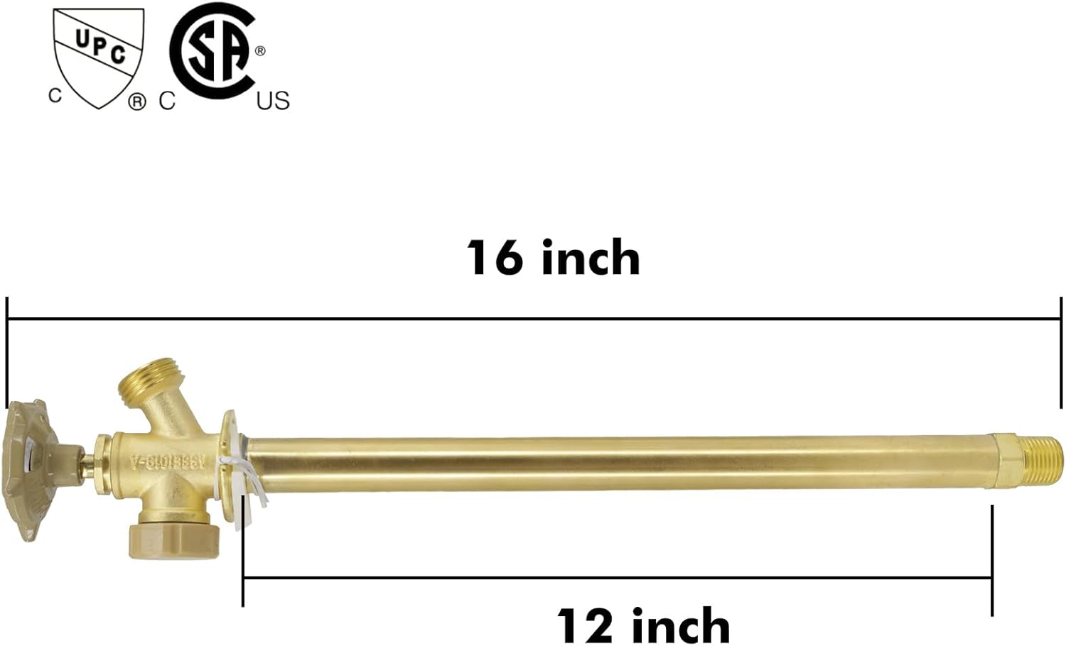 12 Inch Anti-Siphon Frost Free Sillcock Valve Multiturn 1/2 Inch NPT, 3/4 Inch Hose Bibb, Brass Body,Brass Valve 12 inch Length