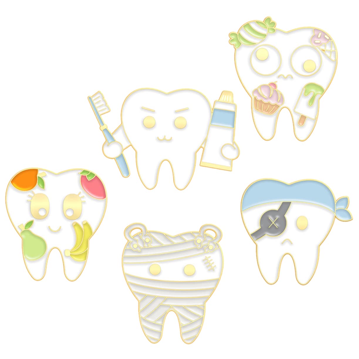 SHERCHPRY 10 pz Dente Spilla Vestiti Delle Donne Denti Spilla Carino Infermiera Denti Denti Denti Spilla Denti Pin Zaino
