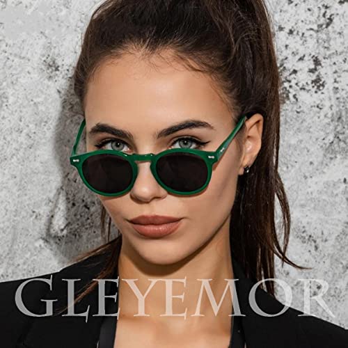 Image of Gleyemor Vintage Polarized Sunglasses for Men Round Sunglasses UV400 Protection Retro Hand-crafted Acetate Frame