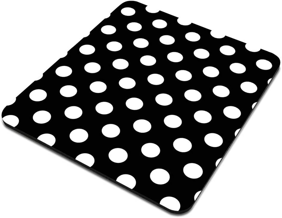 Cute Mouse Pad Custom,Polka Dot Pattern in Black and White Design Customized Rectangle Non-Slip Rubber Mousepad Gaming Mouse Pad image 3