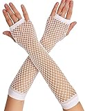 OTPEH Lone Fishnet Gloves Fingerless For Women Fish Net Arm Sleeve Mesh Emo Goth Punk 80s Scene Accessories