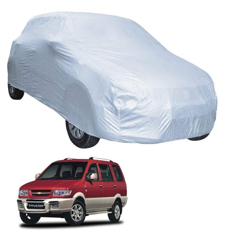 Image of Auto Hub Car Cover Compatible with Chevrolet Tavera with Weather Proof, Triple Stitched, Tavera Car Cover- Plain Silver