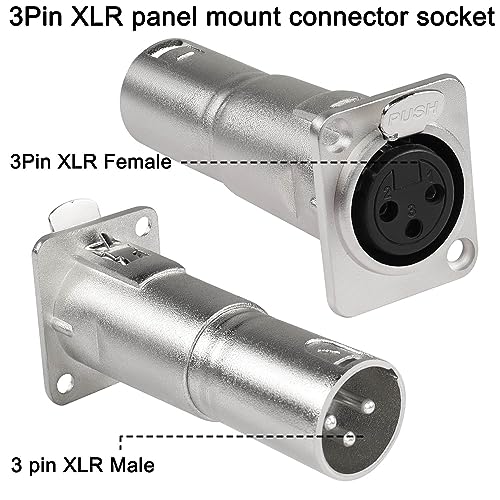 QIANRENON XLR Female to Male Microphone Connector Adapter, 3 Pin XLR Jack to Plug Mounting Coupler, Feedthrough Mount Socket - Image 2