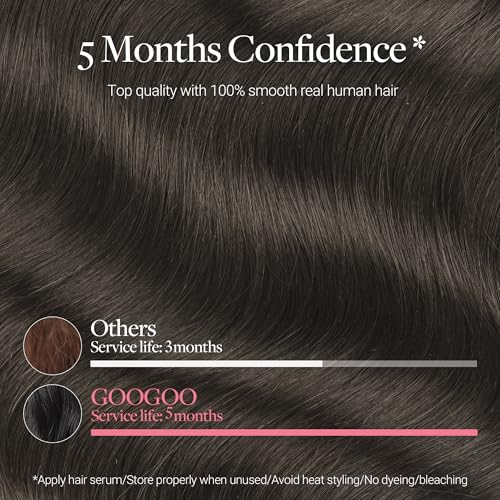 Image of GOO GOO Clip in Hair Extensions Real Human Hair, Remy Human Hair Extensions Clip ins for Women, Natural Human Hair, 16inch 120g 7Pcs, 1C Mocha Brown