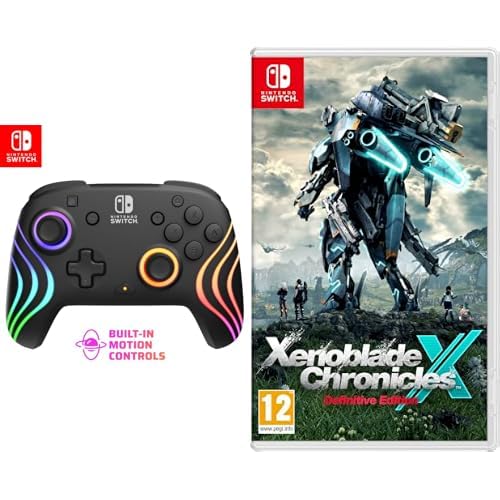 PDP Nintendo Switch Afterglow Wave- Wireless- Black + Xenoblade Chronicles X: Definitive Edition - Videogioco Nintendo - Ed. Italiana - Versione su scheda