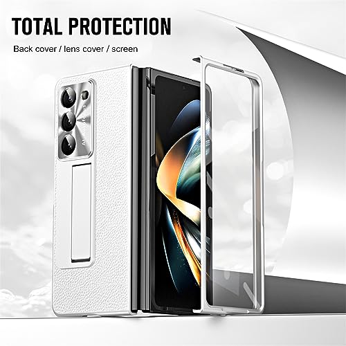 Coque Samsung Galaxy Z Fold 5 évite les bris d'écran avec cuir argenté - 2