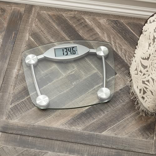 Image of Taylor Digital Bathroom Scale, Body Weight Scale, Instant On and Off, 400 lb Capacity, Sturdy Clear Glass with Chrome-Finish Base