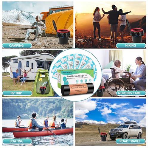 Portable Toilet Bags Poo Gel Set, 8 Gallon Camping Toilet Bag with Portable Absorbent Gel, Compostable Potty Bag for Camping Outdoor Hiking - Image 6