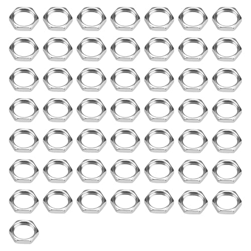 HERKINDNESS Écrou Hexagonal M10, 50 Pièces Écrou Hexagonal Plat Fin Plaqué Zinc, Contre-Écrous pour Raccords de Tuyauterie, Bricolage Luminaires et Accessoires