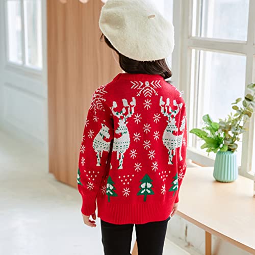 Toddler Kids Cute Christmas Knit Sweater Xmas Color Matching Sweaters New Years Long Sleeve Crewneck Knitwear3