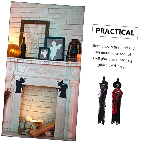 2 Crânes Sonores Halloween avec Grosse Chaîne RLKHXBS Déco Suspendue