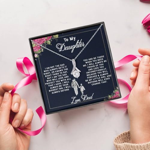 To My Daughter Necklace From Dad, Inspirational Message Card, Graduation, Birthday, Christmas Gift3