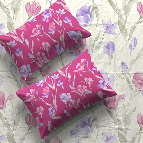 Image of Urban Space Divine 100% Cotton Bedsheet for Double Bed with 2 Pillow Covers, Double Bedsheet (Size 90 x 100 inches, Atumn Pink)