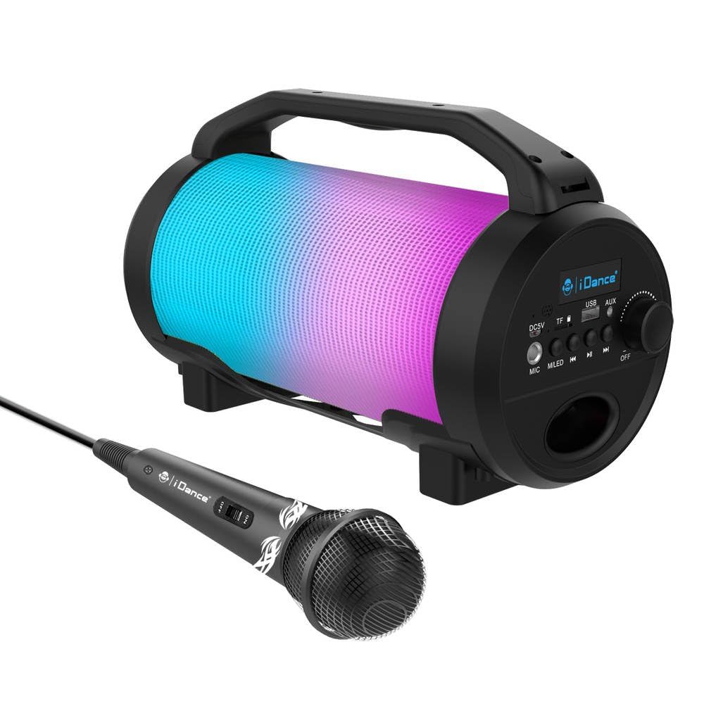 iDance Cyclone 400 Enceinte Portable avec karaoké (Bluetooth, MP3, USB, Radio FM, système d'éclairage de fête)