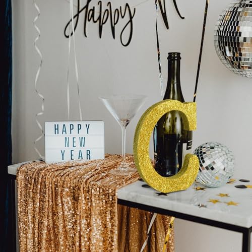 Image of TONIFUL 8 Inch Gold Glitter Letter C Table Centerpiece A-Z Gold Birthday Party Decorations,Gold Alphabet C for Birthday,Chrismas,Graduation,Bridal Shower,Wedding,Anniversary Party Supplies