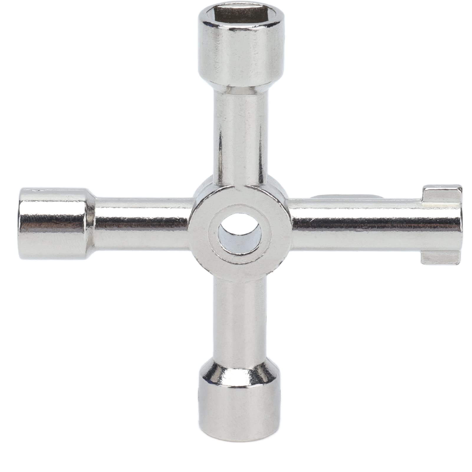 Jelquix Utility Key Wrench Multi-Function 4 in 1 Tool for Electric Water Vapour Meter Boxes, Cabinets and Elevators, Zinc Alloy, Silver