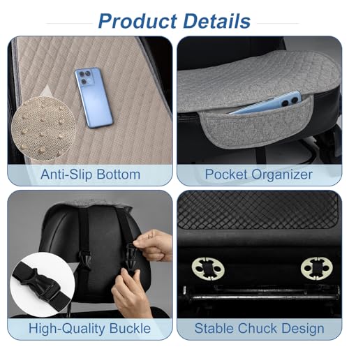 DECKALY Car Seat Covers, 2 Pack Linen Front Seat Covers for Car, Non-Slip Soft Breathable Front Car Seat Protector Universal Fit Most Automotive, Van, SUV, Trucks (2Pack Light Grey)