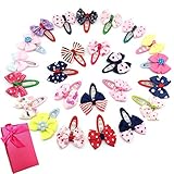 Elesa Miracle Baby Girl Hair Clips Toddlers Infants Kids Hair Grosgrain Ribbon Bow Snap Clips Barrettes (Different Color Clips 24pcs)