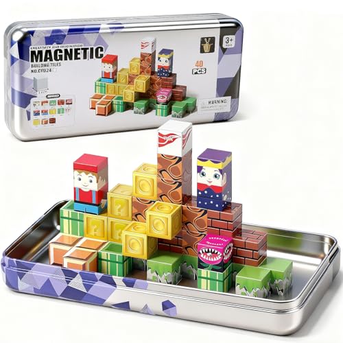 Ufilni Magnetic Building Blocks 40-Piece Set with Travel Case