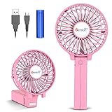 VersionTECH. Mini Handheld Fan, USB Desk Fan, Small Personal Portable Table Fan with USB Rechargeable Battery Operated Cooling Folding Electric Fan for Travel Office Room Household Pink