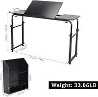 Vista 3 de Escritorio sobre cama con ruedas, bandeja de cama médica con ruedas, mesa de cama de hospital móvil sobre la cama, escritorio de computadora, mesa