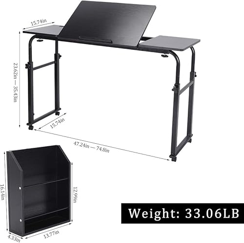 Miniatura 7 de Escritorio sobre cama con ruedas, bandeja de cama médica con ruedas, mesa de cama de hospital móvil sobre la cama, escritorio de computadora, mesa