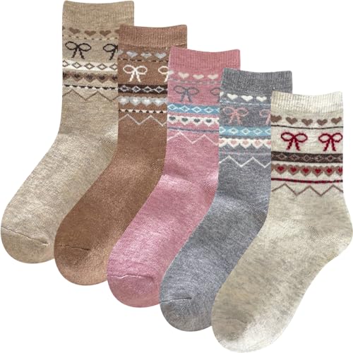Daphene Womens Trendy Cute Wool Socks | Winter Thick Warm Holiday Gifts | Cartoon Design Comfortable Non-Slip | Multi-Color