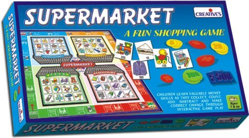 Image of Creative's Supermarket Game for Kids - Learn Money, Shopping, Addition & Subtraction - Includes Coins, Notes, Shopping Cards & Play Board, Educational Toy for Kids Ages 7 & Up