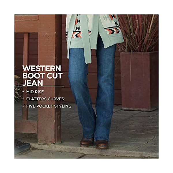 Wrangler-Womens-Western-Stretch-Boot-Cut-Jean Wrangler Women's Western Rise Stretch Boot Cut Jean, Mid Wash, 7W x 32L
