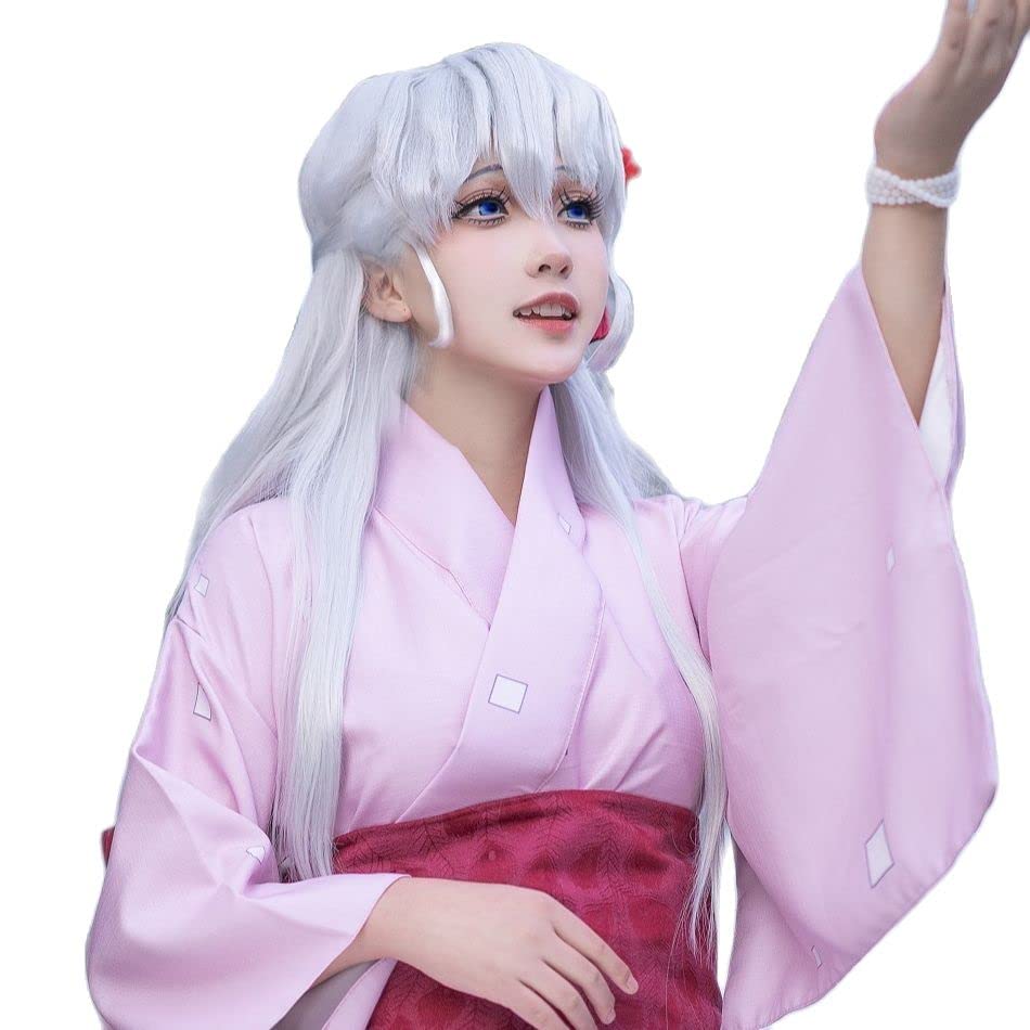 Soft Cat Brand Anime Demon Slayer Cosplay Daki Childhood Cosplay Wig white long hair+Free Wig Cap Kimetsu no Yaiba cosplay Wig About 100CM (39.37 Inch)