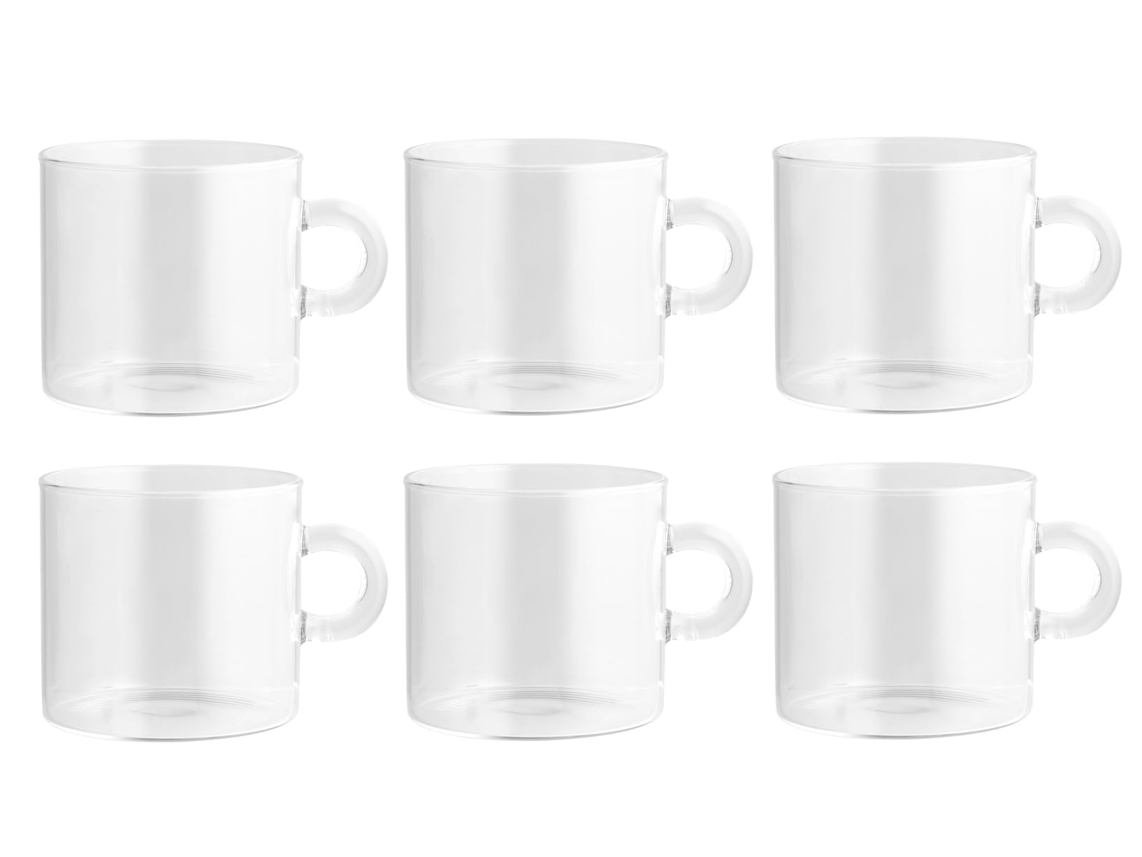 H&H Nuvola Set of 6 Borosilicate Breakfast Cups, Without Saucer, 450 cc