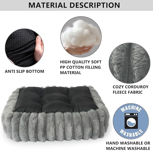 Small Cat Beds for Indoor Cats Washable Furry Kitten Beds with Sides,Rectangle Orthopedic Soft Calming Comfy Sleeping Extra Small Pet Beds for Cats Dogs Puppy,18x14x4 Inch,Warm Grey by zihapgpzp - Image 4