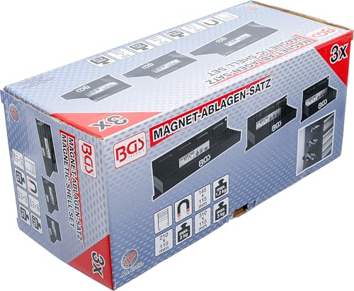 BGS 67150 | Magnet-Ablagen-Satz | 3-TLG. | 150/210 / 310 mm | Magnetschalen | Magnetische Ablage | Magnetkorb