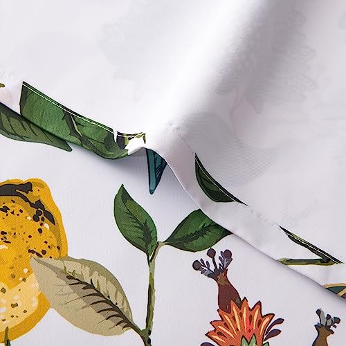 Image of White Kitchen Tier Curtains 36 Inches Long,Botanical Floral Lemon & Hummingbird Pinch Pleated Half Window Drapes Room Darkening for Kitchen RV Cafe Basement Bathroom Dining Room,2 Panels
