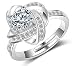 Produktbild sexuality Damen Ringe Öffnung Verstellbar Ring 925er Sterling Silber mit Zirkonia Partnerschaftsringe Trauringe Ewige Liebe Cross Verlobungsring
