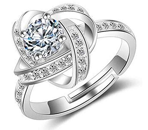 Preisvergleich Produktbild sexuality Damen Ringe Öffnung Verstellbar Ring 925er Sterling Silber mit Zirkonia Partnerschaftsringe Trauringe Ewige Liebe Cross Verlobungsring