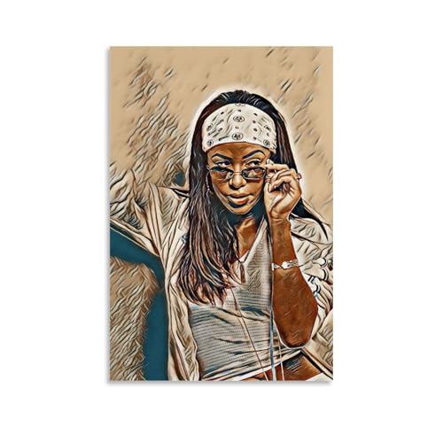 Kaedh Aaliyah - Póster de música cantante en lienzo, decoración de pared, póster e impresiones modernas para dormitorio familiar, 30 x 45 cm, estilo sin marco