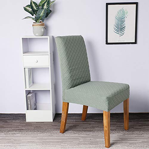 Mibee Estiramento Sólido Diamante Malha Tampa Da Cadeira De Jantar Slipcover Removível Lavável Curto