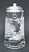 JAMES MEGER GLASS WHITE TAIL DEER STEIN, Etched German Glass Beer Stein w/ Pewter Lid, Made in Germany