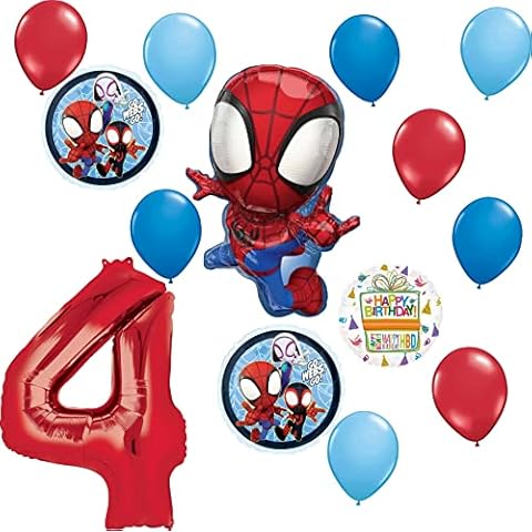 Spidey and His Amazing Friends 4th Birthday Balloon Bouquet 14 pc Decorations Cover