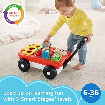 Fisher-Price Baby & Toddler Toy Laugh & Learn Pull & Play Learning Wagon Musical Pull-Along with Activities for Infants Ages 6+ Months