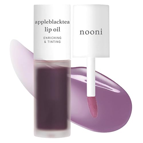 NOONI Korean Lip Oil - Appleblacktea | Long-Lasting, Moisturizing, Plumping, Revitalizing for Dry Lips, Waterproof, No Peel Off, Hydrating, Nourishing Crystal Clear, Stocking Stuffers, 0.12 FL Oz - 09. Appleblacktea