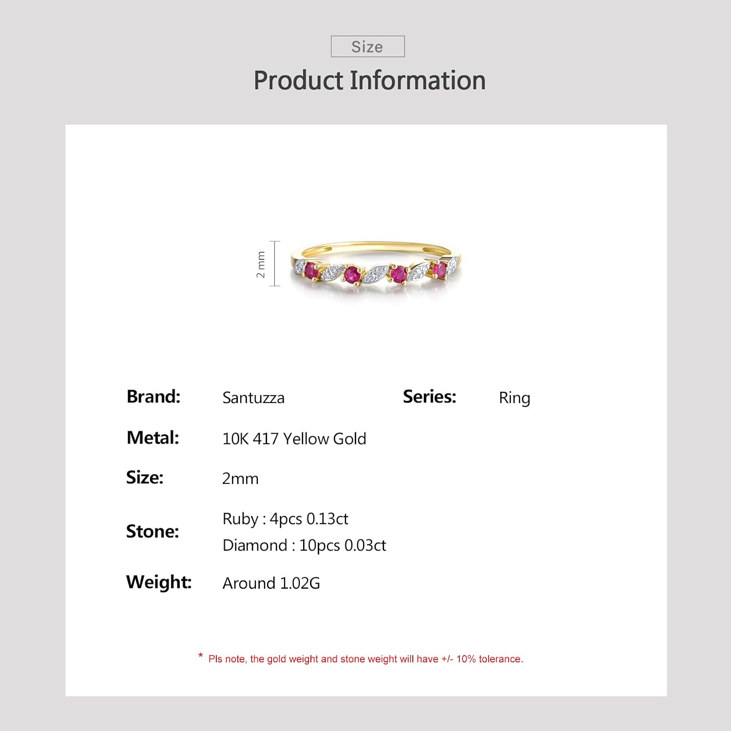 Santuzza 10K Solid Gold Leaves Branch Genuine Diamond Gemstone Dainty Ring for Women
