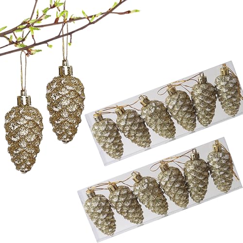 YIEUR 12 Stück weihnachtskugeln Tannenzapfen Weihnachten, Advenskranz...