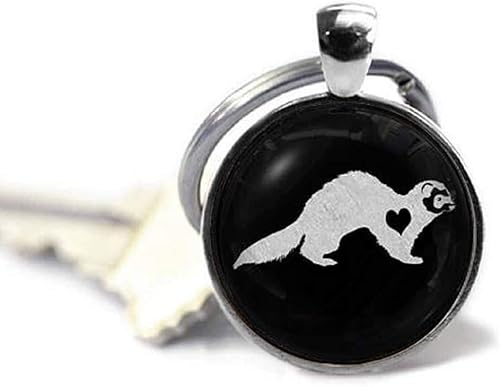 ZHSHQIN Llavero de cristal con diseño de hurón Art Nouveau, bonito regalo para amantes de las mascotas, joyería conmemorativa, marrón, 25 ZHSHQIN Llavero de cristal con diseño de hurón Art Nouveau, bonito regalo para amantes de las mascotas, joyería conmemorativa, marrón, 25