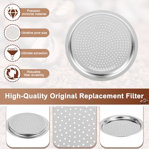 Image of Moka Pot Replacement Parts, KPS-SR Moka Express 6 Cup Replacement Filter and 2 Silicone Gaskets for Moka Pots, Compatible with KPS7-6, KPS61-6