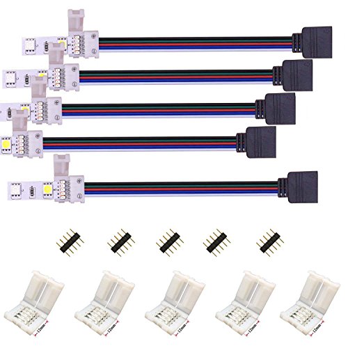 Kabenjee 5x 5pin RGBW/RGBWW LED Strip Light 12mm Wide Jumper,RGBW LED Stripe 17cm Long Converter Adapter Corner Connector to the Controller,Solderless Extension Connector for RGBW LED Strips