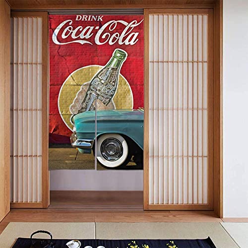 のれん アメリカン ヴィンテージ風 のれん 和風 目隠し ロング 暖簾 壁掛け 遮光 断熱 遮像 暖簾 間切り 目隠し ロング キッチン 四季兼用 厚手 浴室のカーテン シェードカーテン紗 ドアカーテン 出入り口 店頭 新築祝い 86*143cm